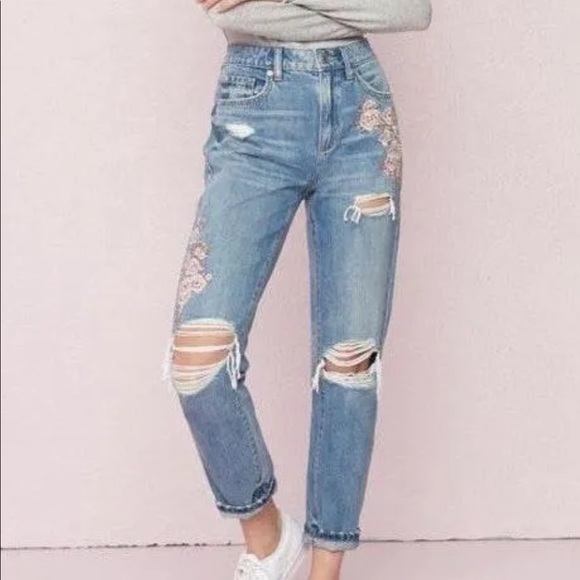 Garage Embroidered Floral Mom Jeans size 1 - Picture 9 of 9